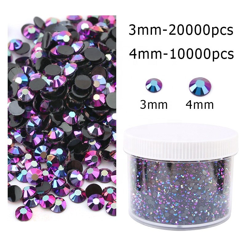 Juli Factory 20000pcs/box Wholesale AB colors Bulk Box Package Flat Back Resin Rhinestone Beads Jelly Non Hot fix Rhinestone