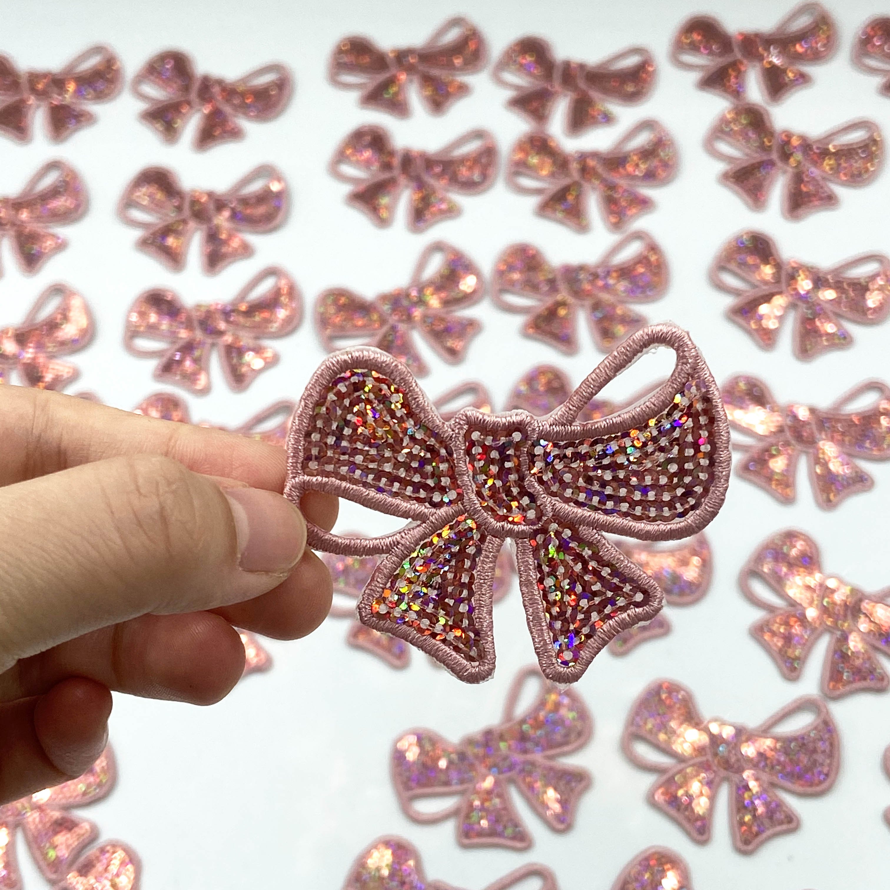 Bow Patch Sequins Patches On Clothes Iron On Sew on Applique Patches For Clothing Garment Bags Shirts Rhinestone Transfer