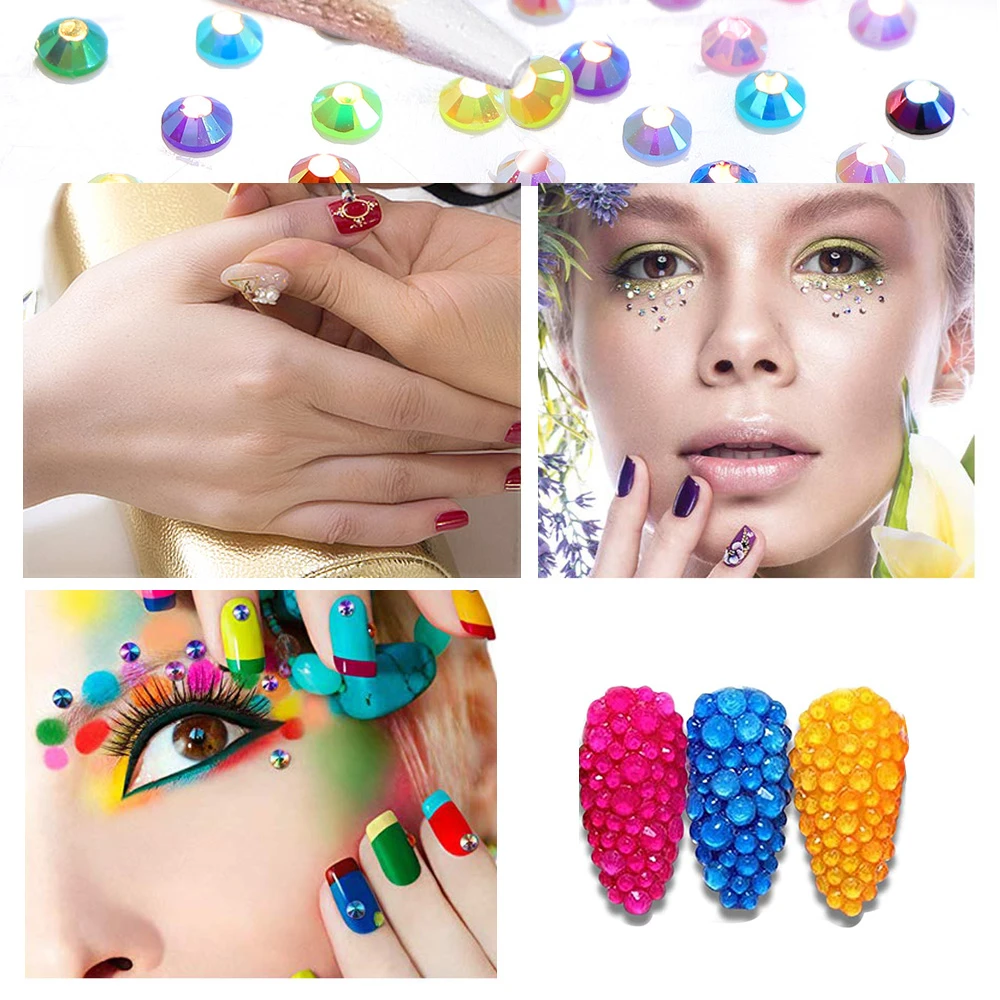 Hot Sale Jelly AB Colors 2 3 4 5 6 mm 3D Nail Gems Flatback Round Glue On Stones Resin Rhinestones For DIY Garment Decorations