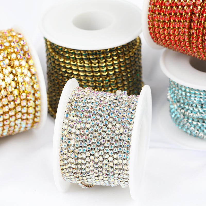 New Fashion Glass Crystal Chain Colorful Base Rhinestone Cup Chain Jewelry Decoration