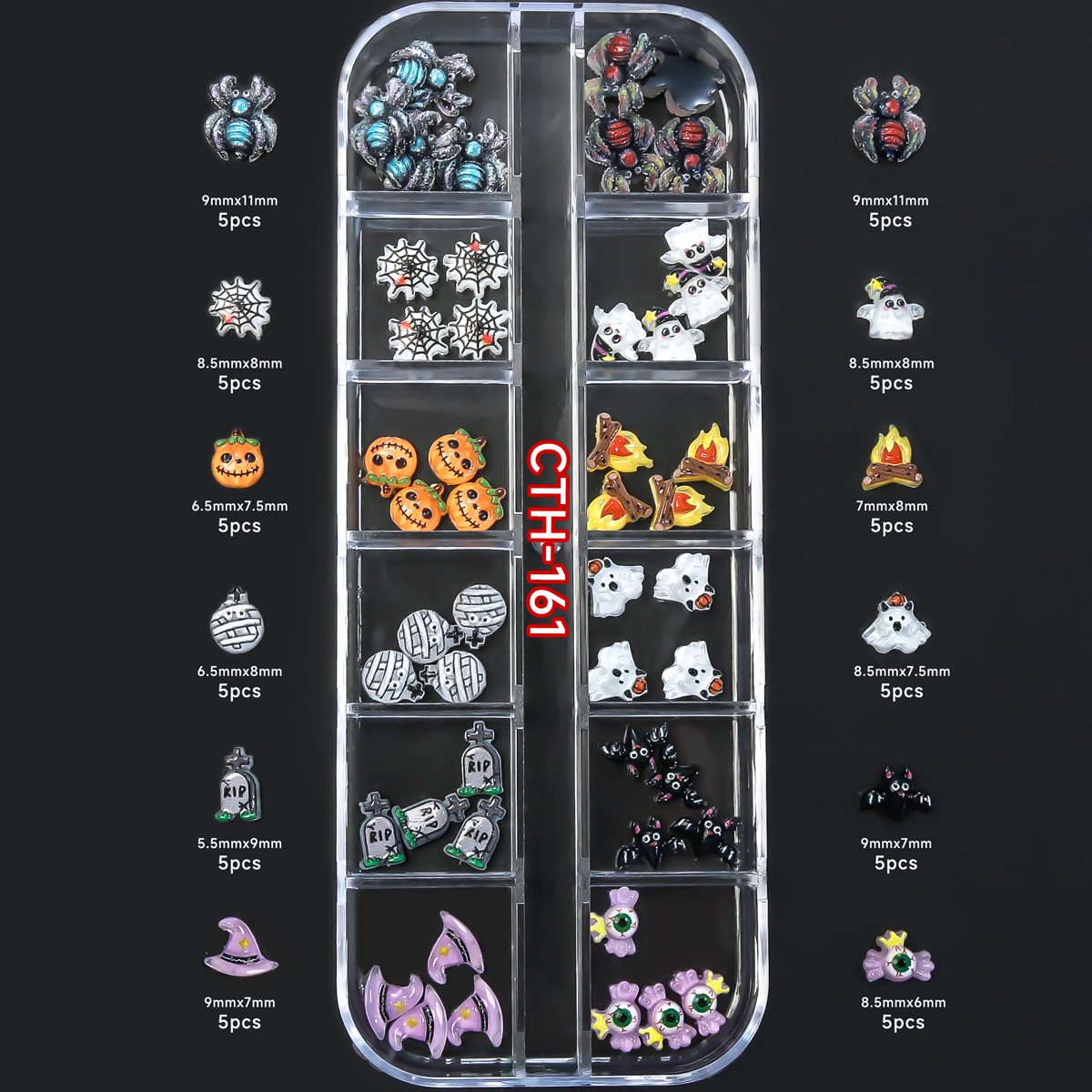 3D Halloween Spider Nail Art Charms Crystals Diamonds Rhinestones for Women Nail Art Decoration Craft Jewelry DIY