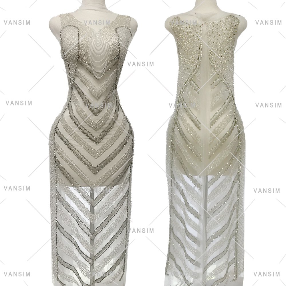 full body crystal Handmade Dress colorful diamond Beaded Rhinestone long dress front back bodice Applique