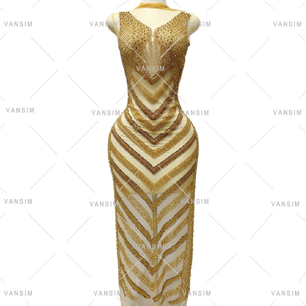 full body crystal Handmade Dress colorful diamond Beaded Rhinestone long dress front back bodice Applique