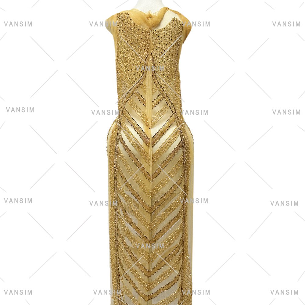 full body crystal Handmade Dress colorful diamond Beaded Rhinestone long dress front back bodice Applique