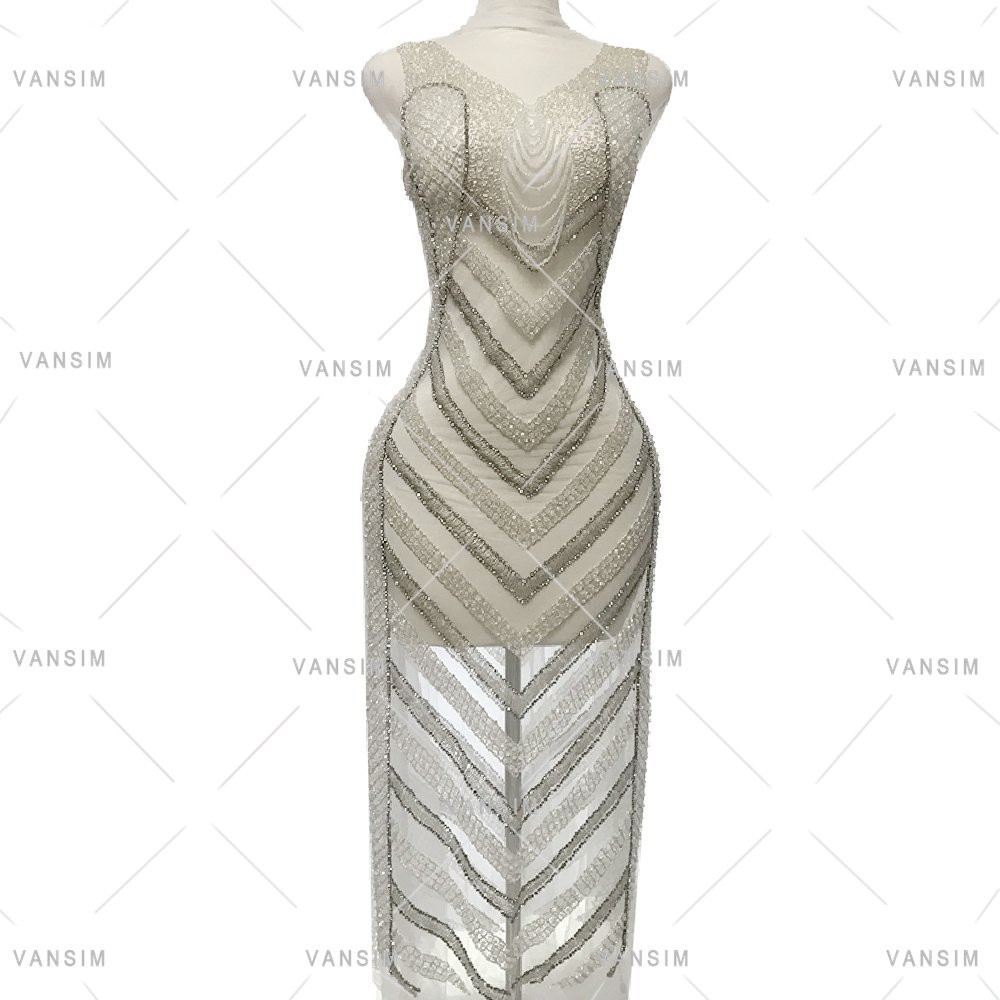 full body crystal Handmade Dress colorful diamond Beaded Rhinestone long dress front back bodice Applique