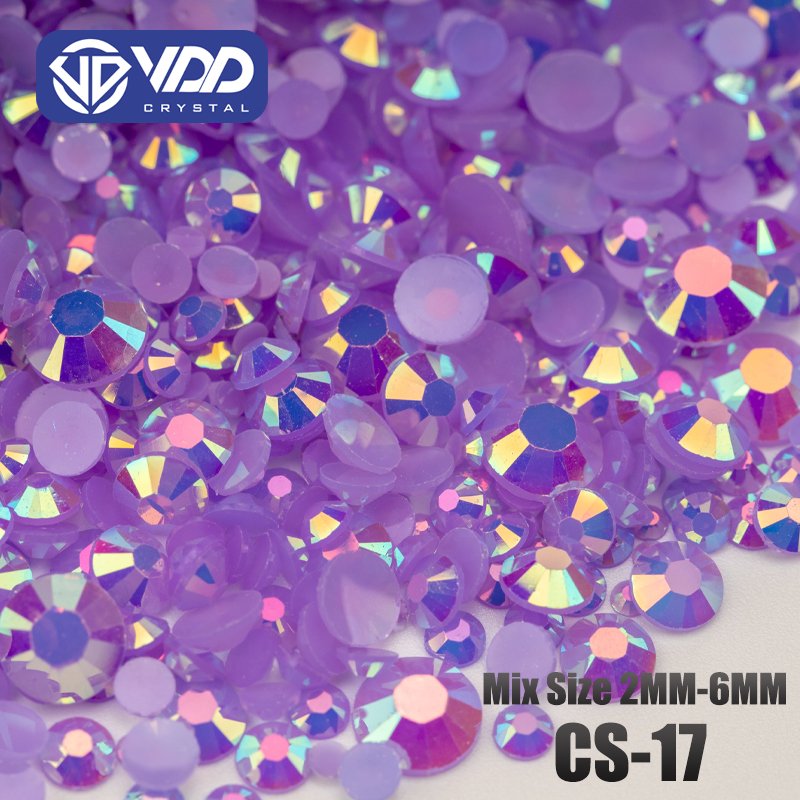 VDD 30/100g Mix Size 2-6mm Resin Rhinestone Crystal Color AB Flatback Plastic Wholesale DIY Nail Art Crafts Decoration CS-Series