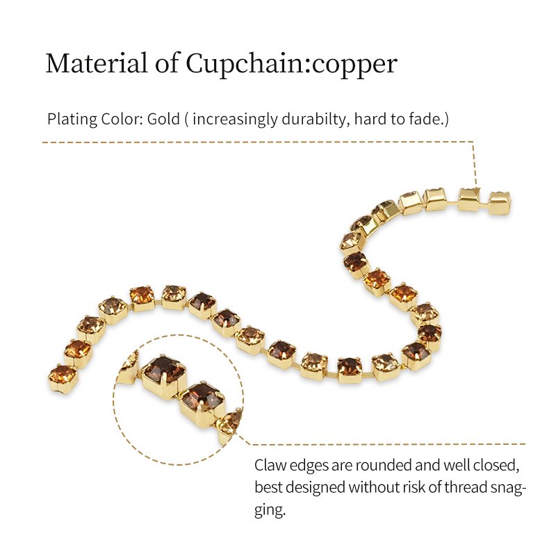 Advanced Custom-made Glass Point Back Rhinestone Chaton Mounted In Brass Cup-chain Roll Crystal Trim Yardage Strass Chain