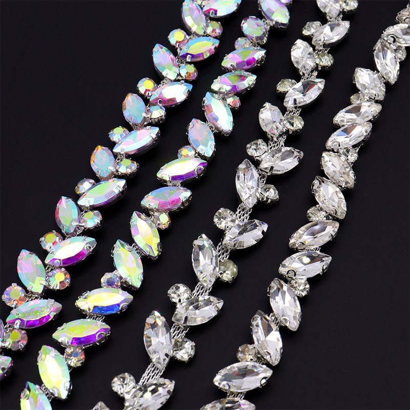 Rhinestone Cup Chain Trimming over 100 Designs 10 Yard Fringe for Garment Decoration Bags Necklace Earring Sew-On Technique