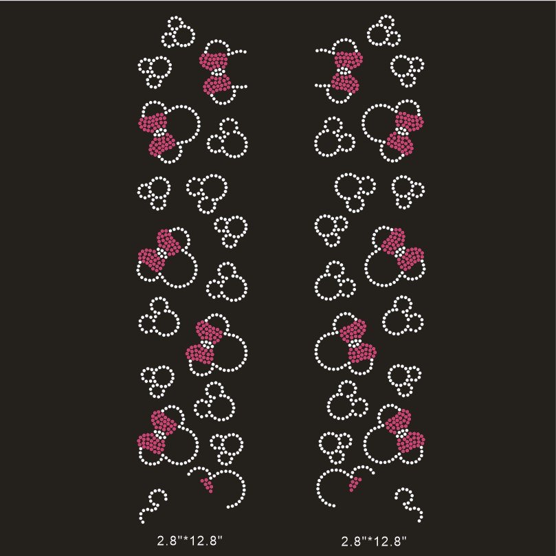 Crystal AB SS6 Pattern Cheer bow Hot Fix Rhinestone Cheerleading Iron on Bow Strirhinestone Transfers Designs Motifs