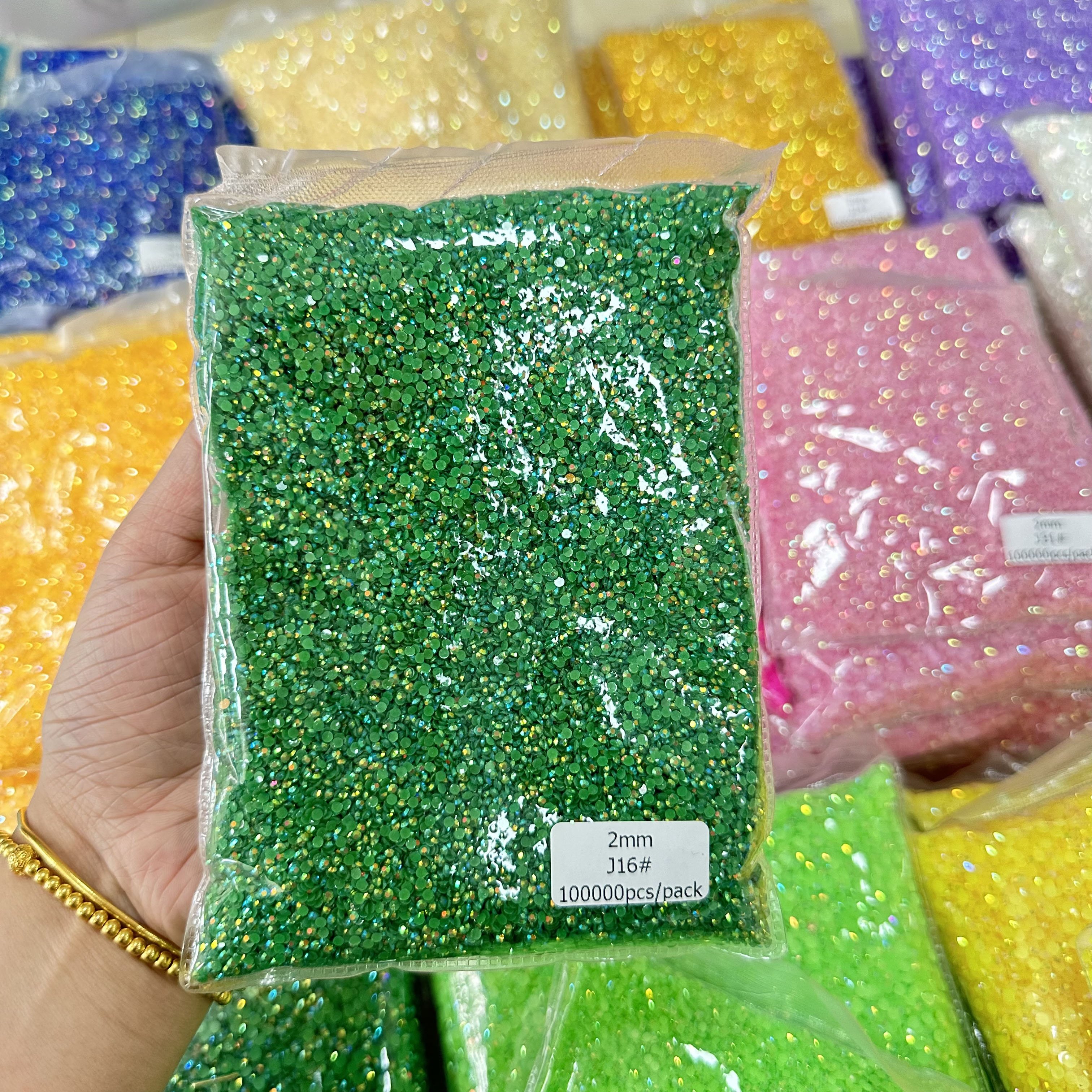 XULIN Factory Wholesale AB Colors Bulk Package Flat Back Non Hot fix Jelly 5mm Resin Rhinestone