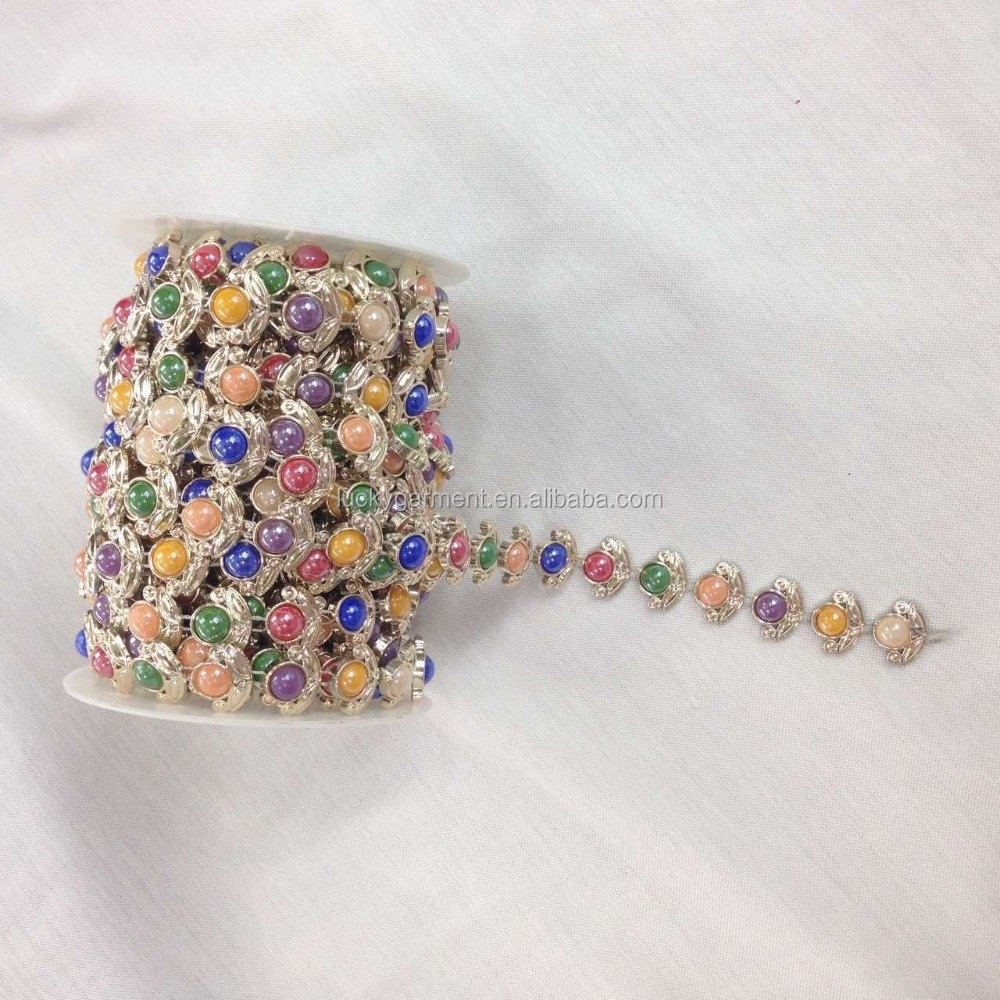 artificial colored rhinestone trimming rhinestone chain in roll cuP chain