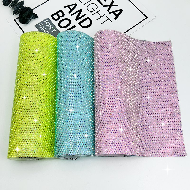 Bling Crystal AB Rhinestone Flat Back Hot Fix Rhinestone Sheet Decor Trim Mesh Roll for Wedding