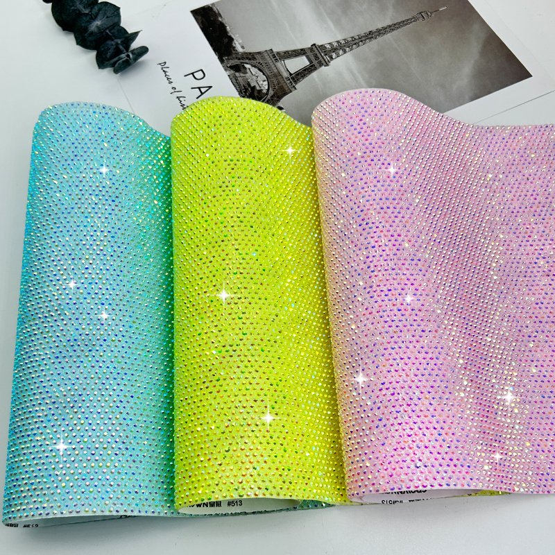Bling Crystal AB Rhinestone Flat Back Hot Fix Rhinestone Sheet Decor Trim Mesh Roll for Wedding