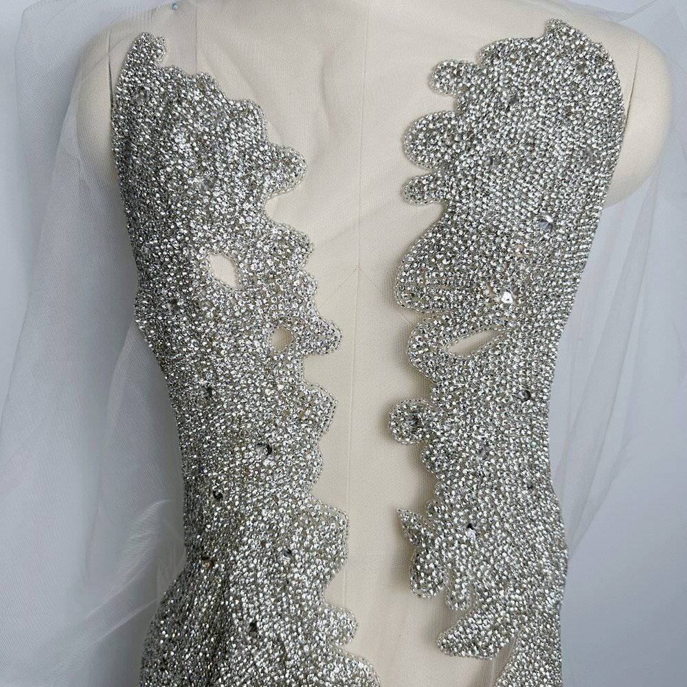 Hot sell Sew on Rhinestone Bodice patches appliques sew on for wedding party