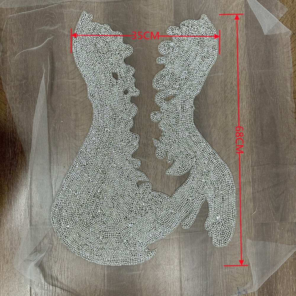 Hot sell Sew on Rhinestone Bodice patches appliques sew on for wedding party