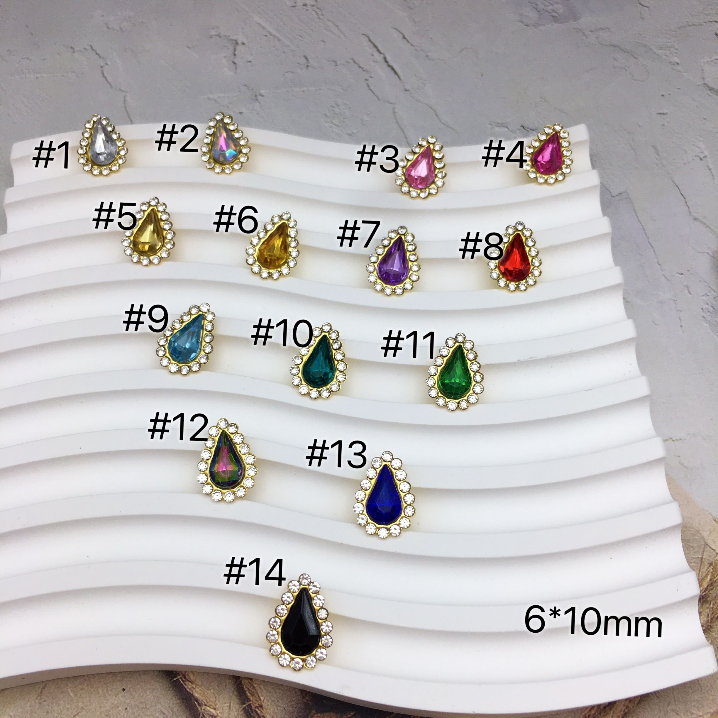 SINRONG Double Layer 6*10mm Acrylic Claw rhinestones Crystal Water Droplet DIY Fashion Accessories Clothing Shoes rhinestone