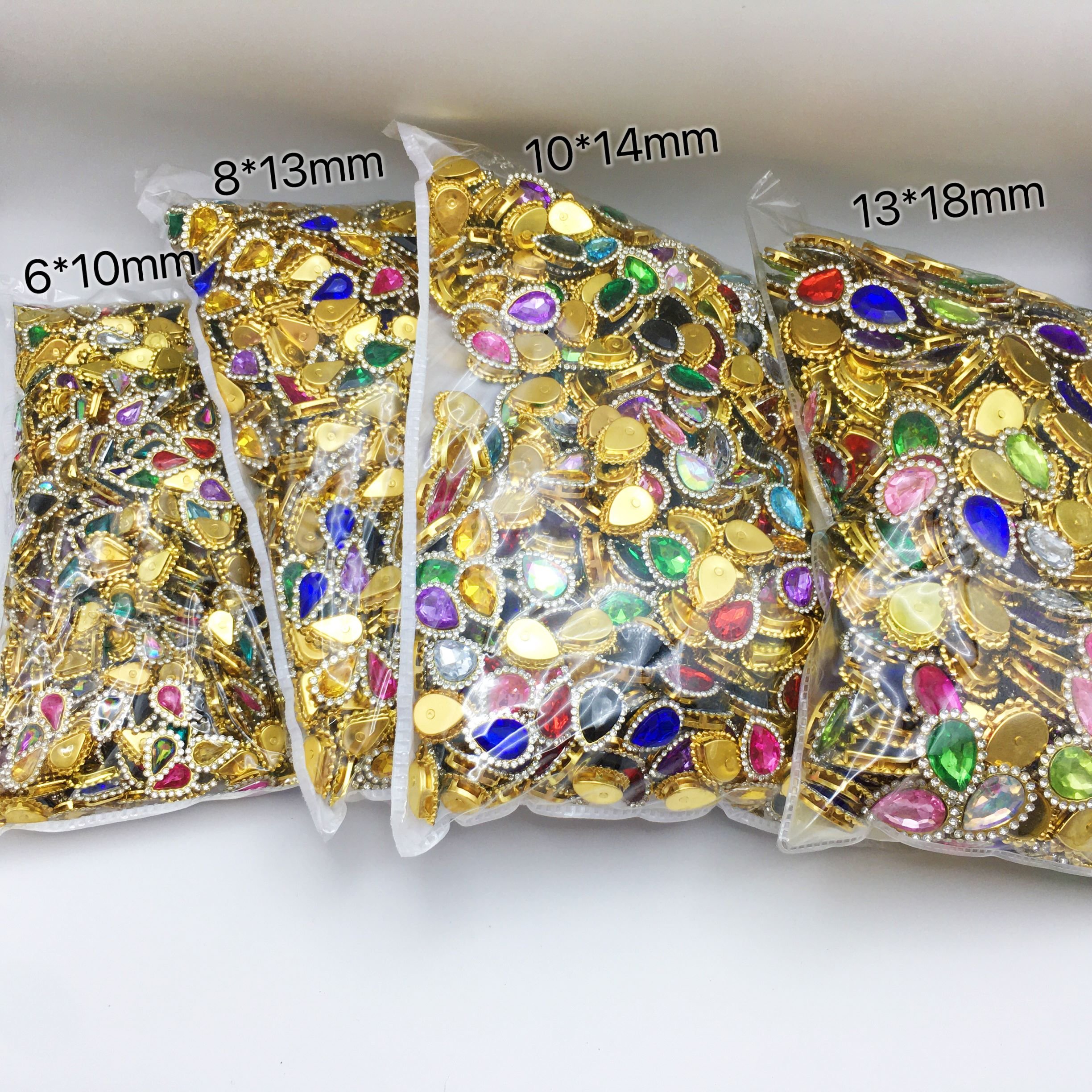 SINRONG Double Layer 6*10mm Acrylic Claw rhinestones Crystal Water Droplet DIY Fashion Accessories Clothing Shoes rhinestone