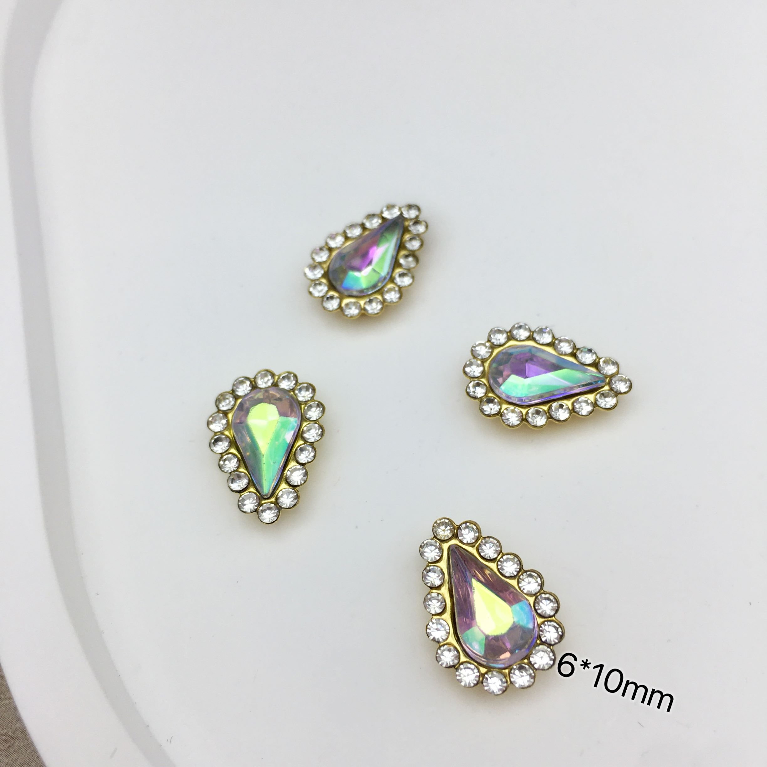 SINRONG Double Layer 6*10mm Acrylic Claw rhinestones Crystal Water Droplet DIY Fashion Accessories Clothing Shoes rhinestone