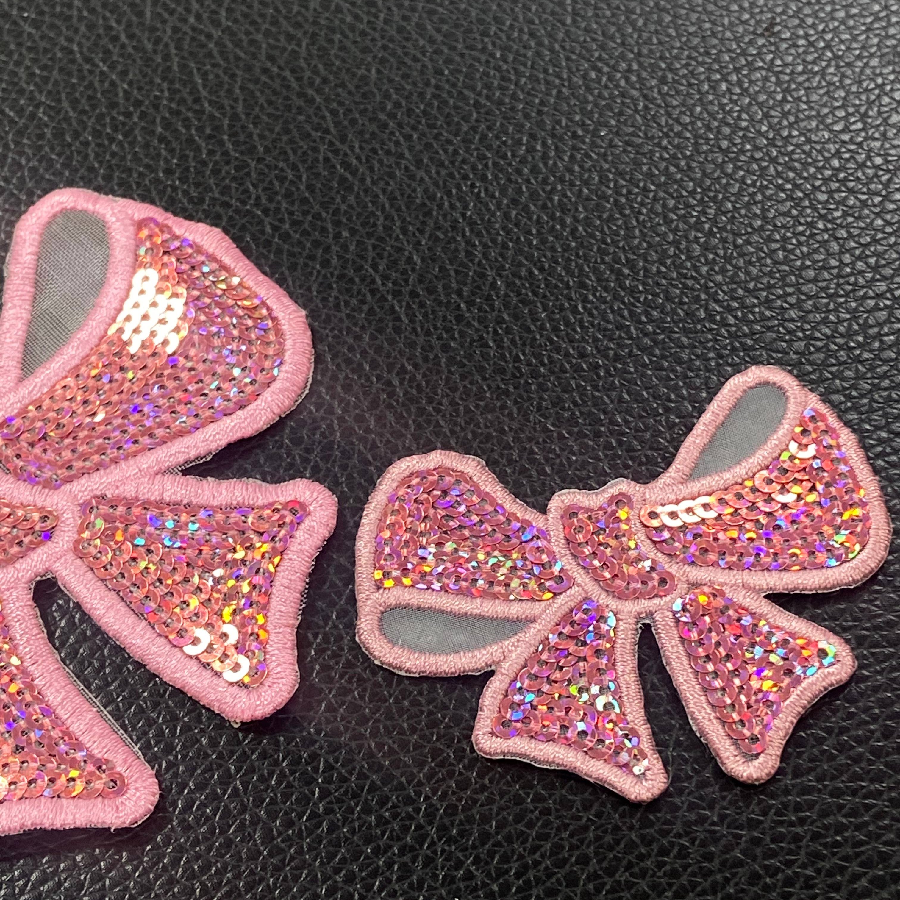 Bow Patch Sequins Patches On Clothes Iron On Sew on Applique Patches For Clothing Garment Bags Shirts Rhinestone Transfer