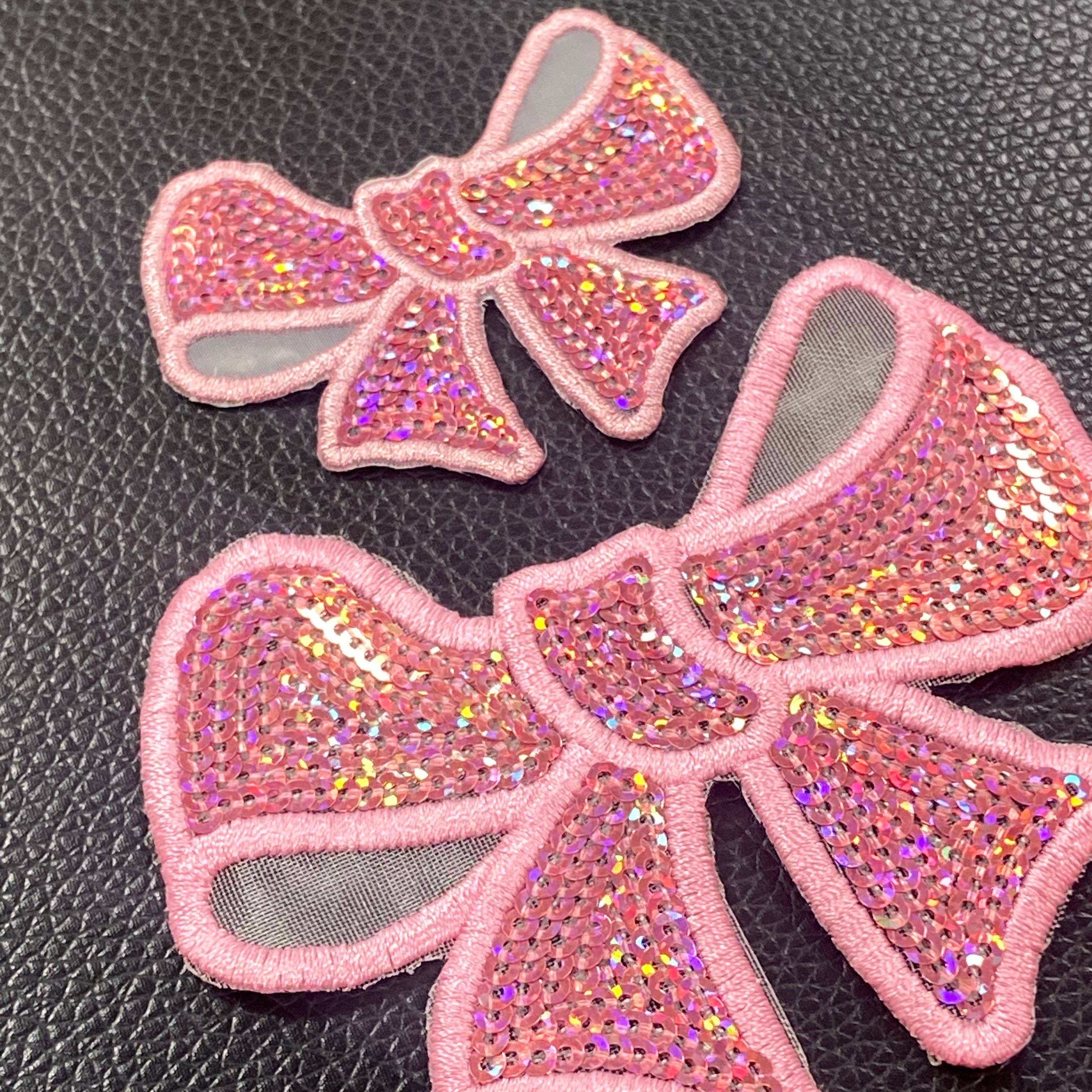 Bow Patch Sequins Patches On Clothes Iron On Sew on Applique Patches For Clothing Garment Bags Shirts Rhinestone Transfer