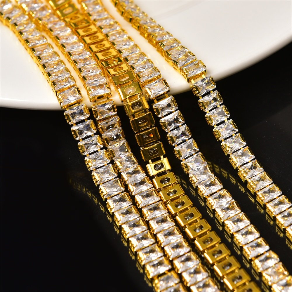 Shiny 4*6mm Rectangle Zircon Chain Gold Silver Metal Claw Crystal Rhinestone Trims Diy Clothes Jewelry Nail Art Accessories