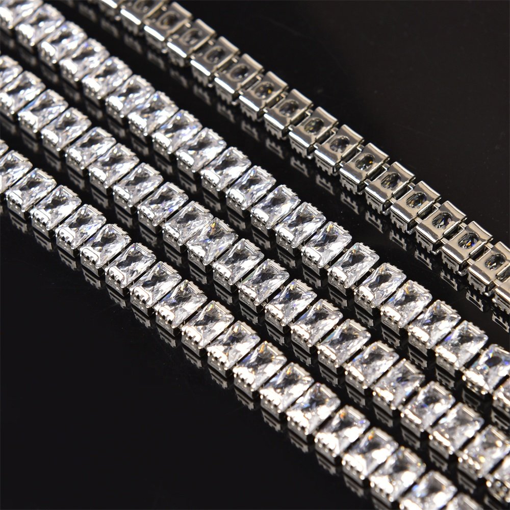 Shiny 4*6mm Rectangle Zircon Chain Gold Silver Metal Claw Crystal Rhinestone Trims Diy Clothes Jewelry Nail Art Accessories