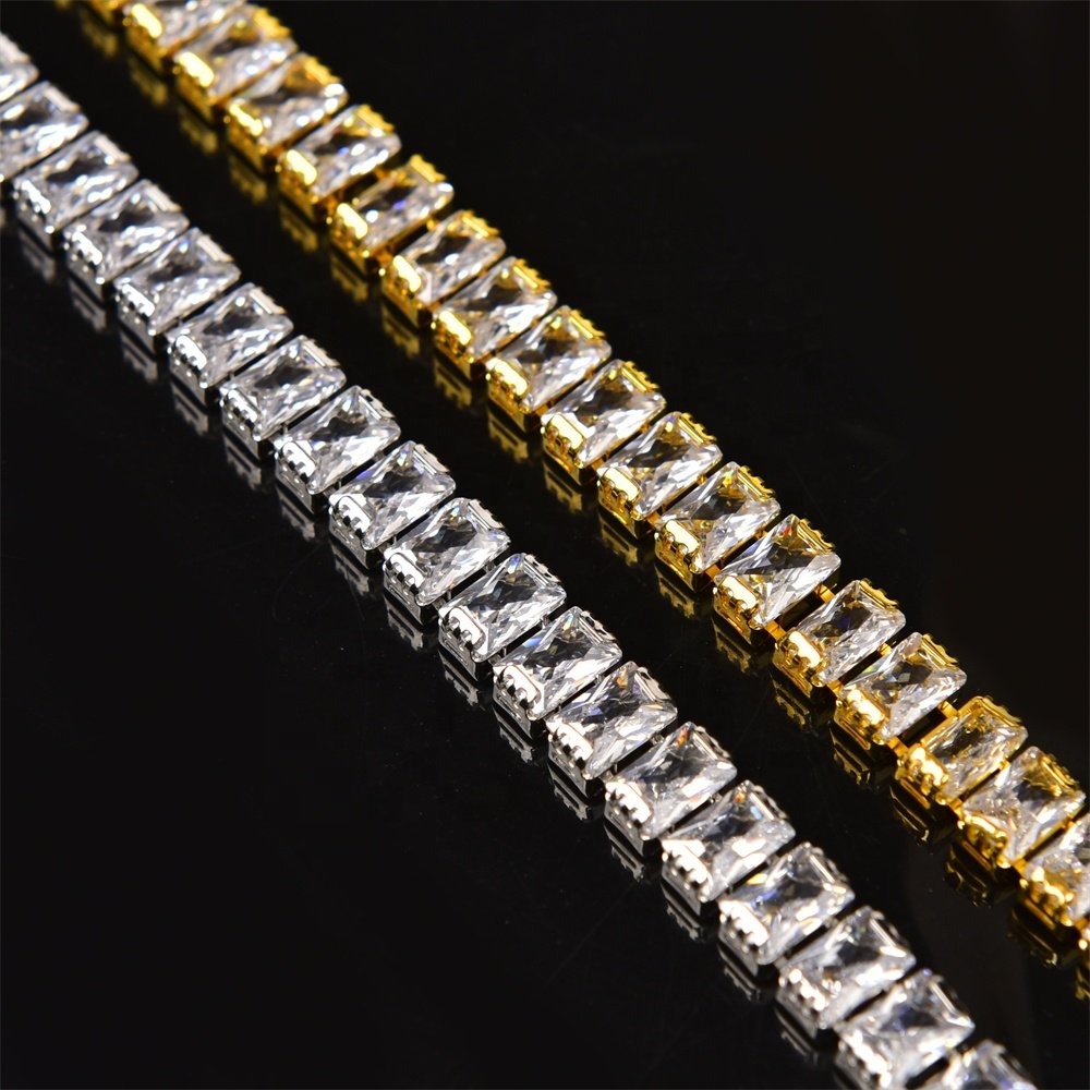 Shiny 4*6mm Rectangle Zircon Chain Gold Silver Metal Claw Crystal Rhinestone Trims Diy Clothes Jewelry Nail Art Accessories