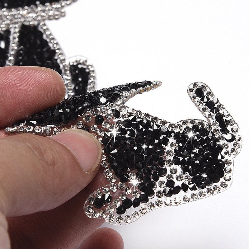 High Quality 3d Hot Fix Craft Rhinestones Applique Iron-on Patches Black Lovely Puppy Dog Rhinestone Patches