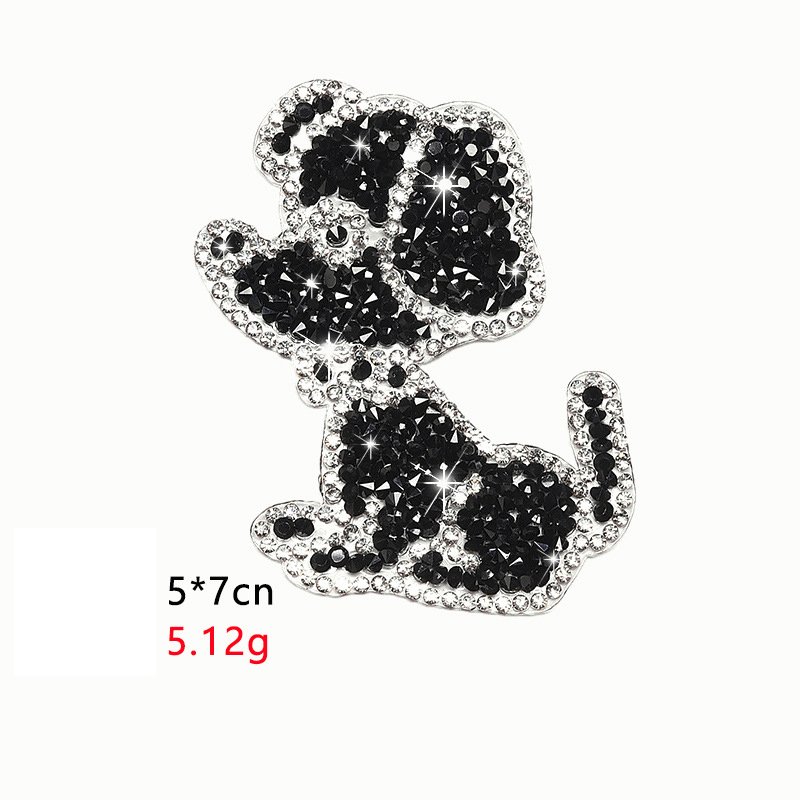 High Quality 3d Hot Fix Craft Rhinestones Applique Iron-on Patches Black Lovely Puppy Dog Rhinestone Patches
