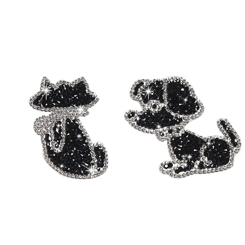 High Quality 3d Hot Fix Craft Rhinestones Applique Iron-on Patches Black Lovely Puppy Dog Rhinestone Patches