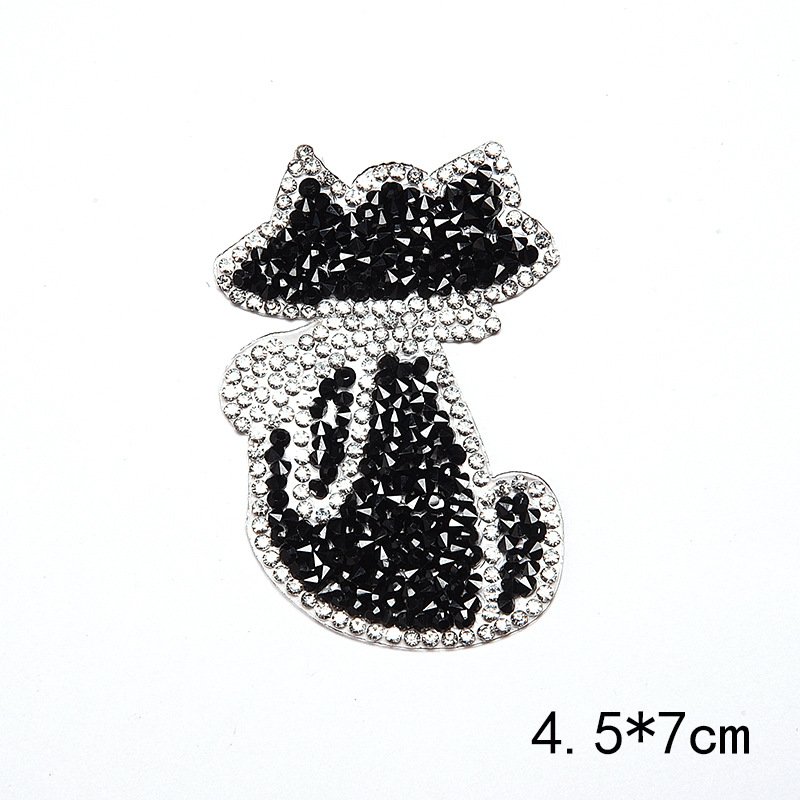 High Quality 3d Hot Fix Craft Rhinestones Applique Iron-on Patches Black Lovely Puppy Dog Rhinestone Patches