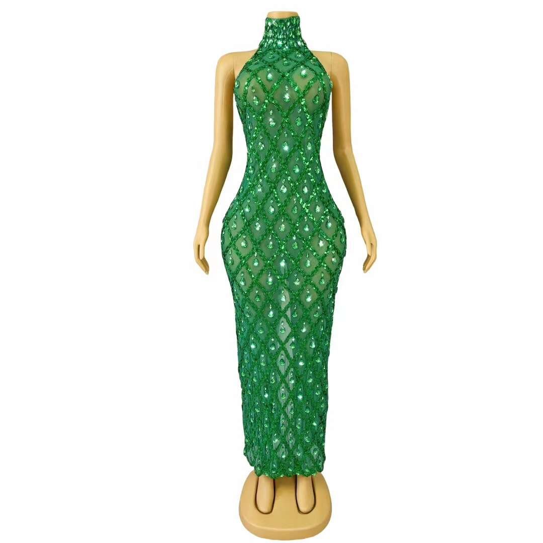 Luxury Rhinestone Dinner Gown Women Backless Sequin Diamond Birthday Wedding Party Long Dress Ladies Sexy Banquet Evening Dress