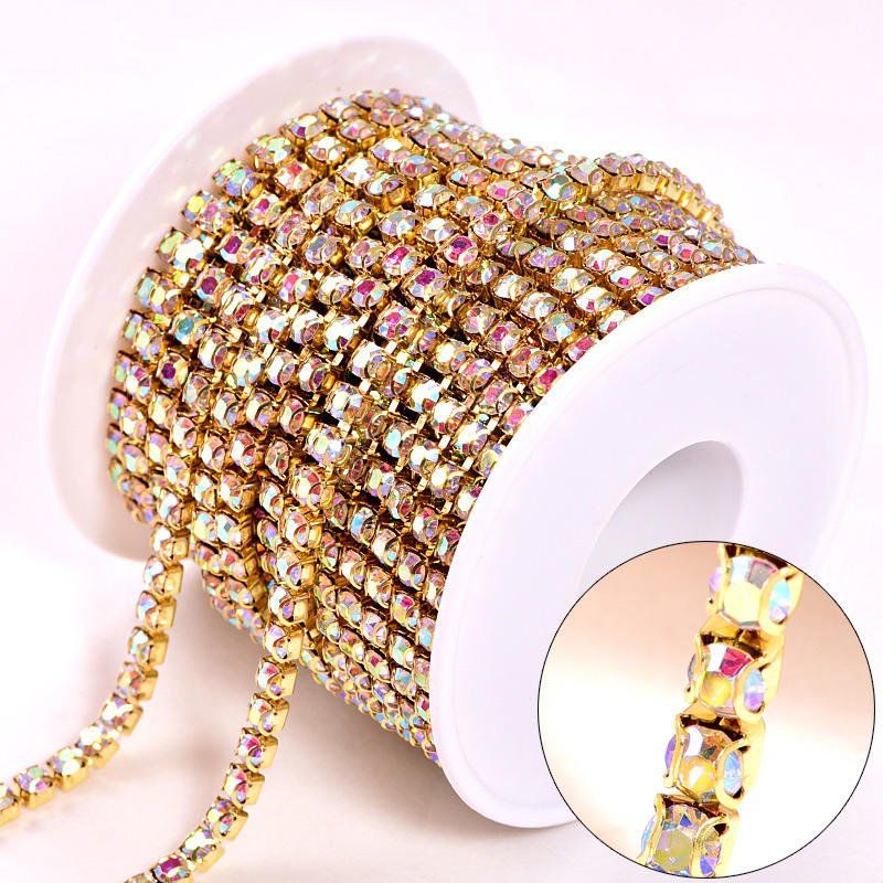 Customizable Colorful Rhinestone Claw Chain 10 Yard Ss16 Rhinestone Ab Crystal Chain Rhinestone Chain Trim