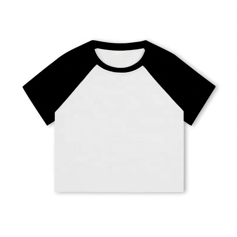 YZX Manufacturer's Custom Logo Crop Tshirts Women 220gsm 95% Cotton 5% Spandex Short Raglan Sleeves Rhinestone Plain Crop Top