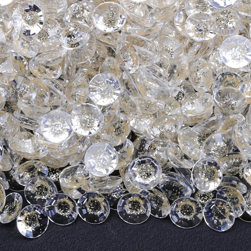 Juli New Design 3mm 4mm 5mm 6mm Glitter Starry Crystal Transparent Stones Non Hotfix Flatback Resin Rhinestones For Dress