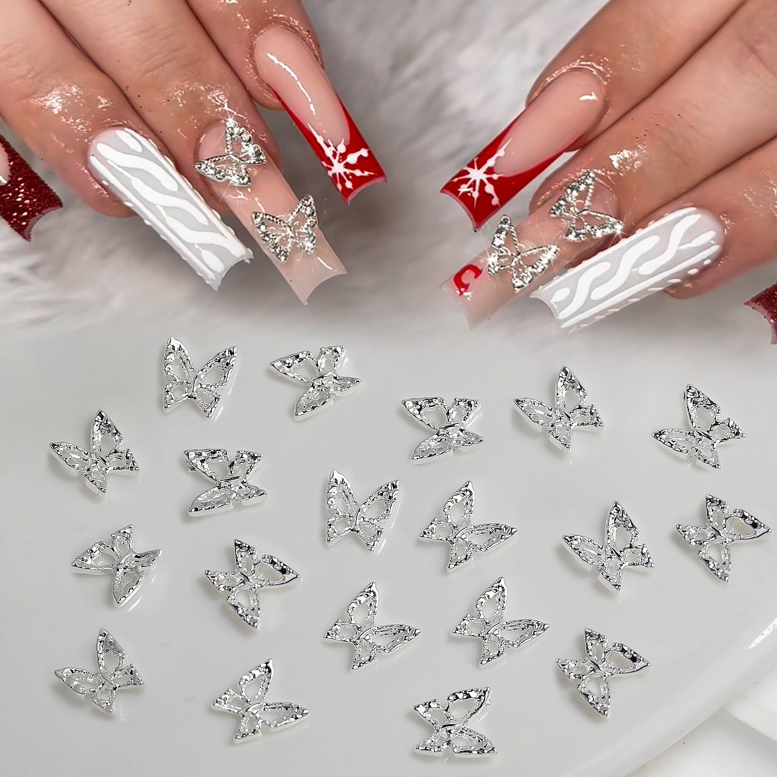 Direct Factory 20 pcs/bag Butterfly 3d Alloy Luxury Accessories Alloy Butterfly Charms For Nails