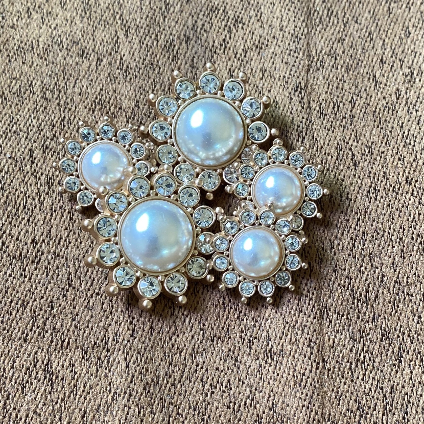 High Quality Fancy Coat Pearl cristal Custom Metal Pearl Metal Rhinestone shank Button For Clothing