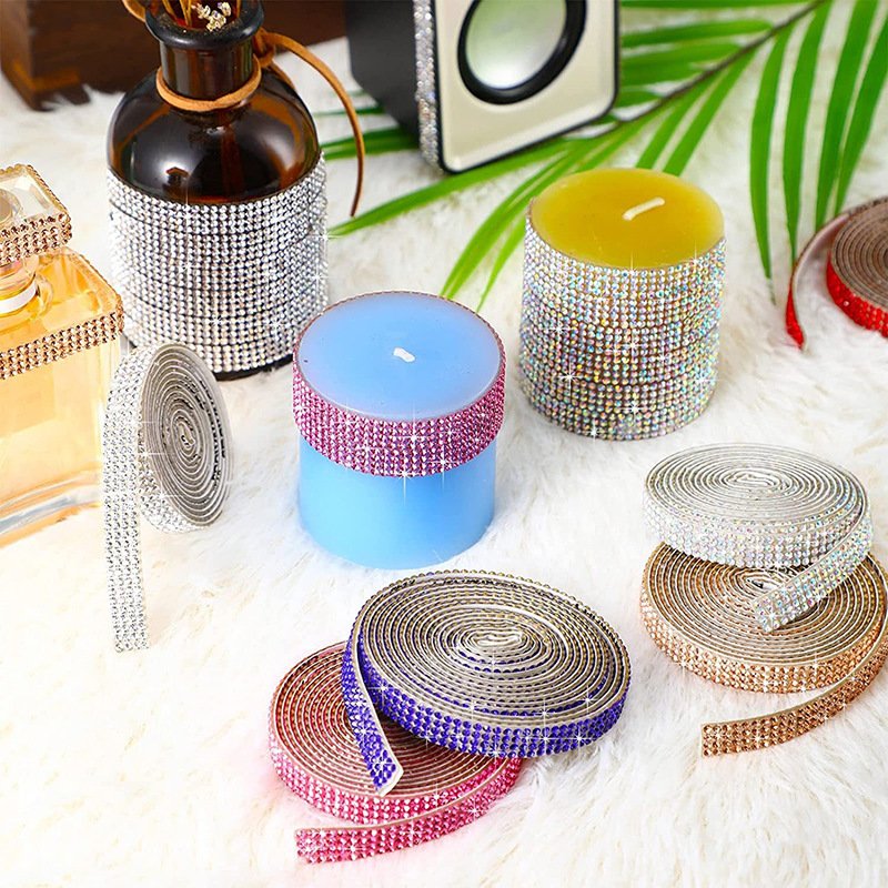 colorful Crystal sticker ribbon diamond beads patches Rhinestone applique for bag shoes clothing accessories