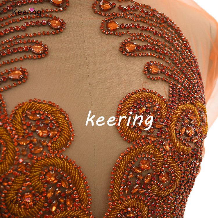 WDP-245 Keering 2024 Sexy Ball Blue Dress Bling Bling Decorated Appliques Handmade Rhinestone Applique For Wedding Dress