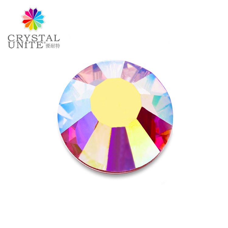 Chinese Upgraded Quality Crystal Clear AB Machine Cut Glass Rhinestone Flat Back Hot Fix Artificial Crystal Bling Strass
