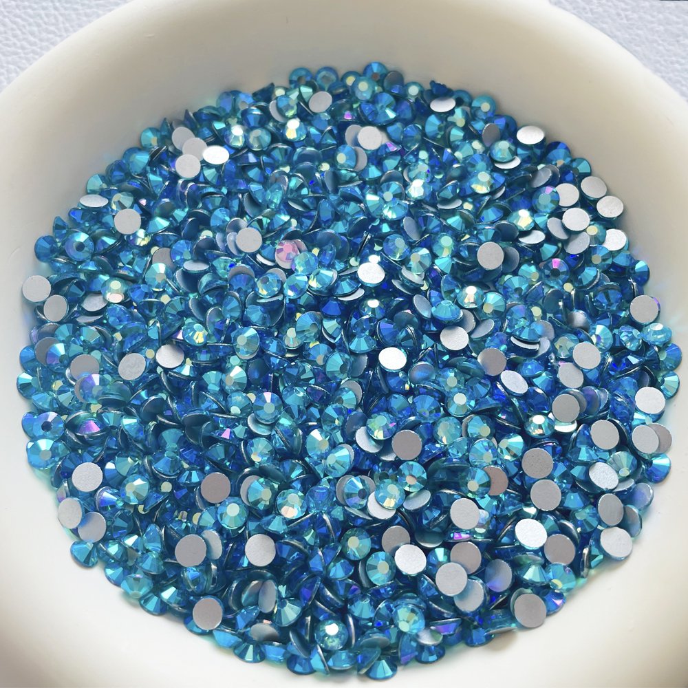 Aquamarine AB SS3 4 5 6 8 10 12 16 20 30 Non Hotfix Crystal Glass Rhinestone Custom Packaging Flatback Wholesale 10gross 1440pcs