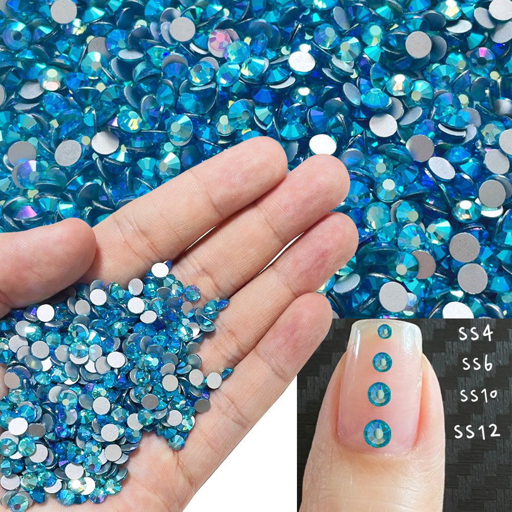 Aquamarine AB SS3 4 5 6 8 10 12 16 20 30 Non Hotfix Crystal Glass Rhinestone Custom Packaging Flatback Wholesale 10gross 1440pcs