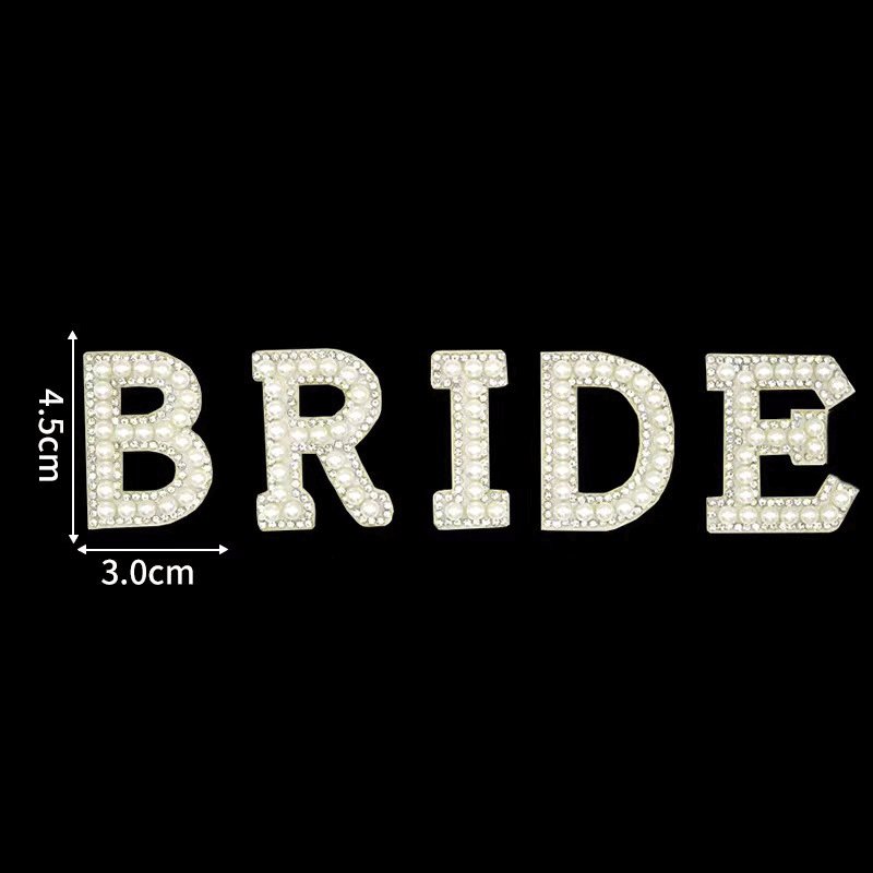 Heat pressed 26 English letters 4.5cm alphabet rhinestones beads iron on letter pearl patches for hat garment