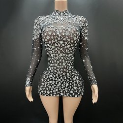 Black mesh with silver stone