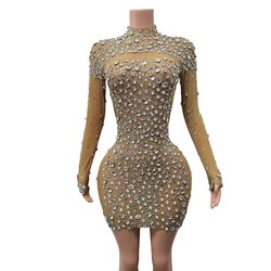 nude mesh with silver stone