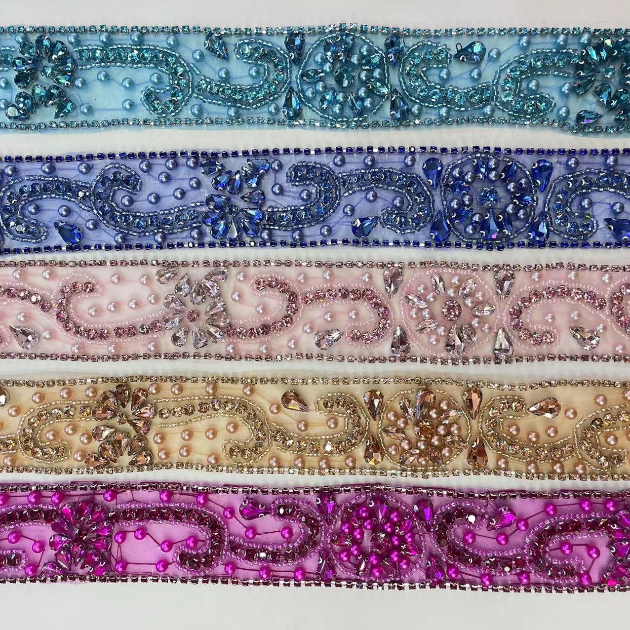 Exquisite high-quality rhinestone trim clothing accessories for wedding dress rhinestone lace trim