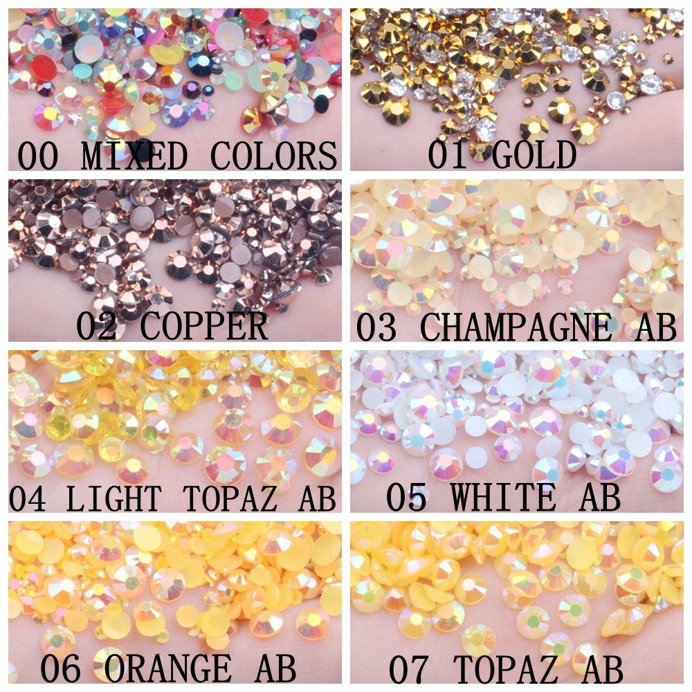 Hot Sale Jelly AB Colors 30000pcs 5mm 3D Nail Gems Flatback Round Glue On Stones Resin Rhinestones For DIY Garment Decorations