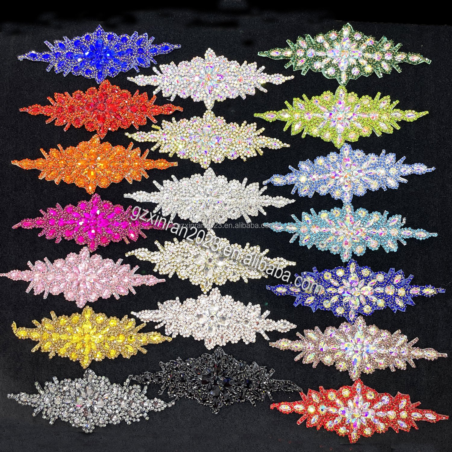 PE001 wholesale custom crystal rhinestone appliques for dress
