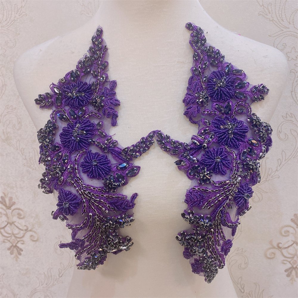 crystal rhinestone wedding collar with beaded appliques for clothes decoration
