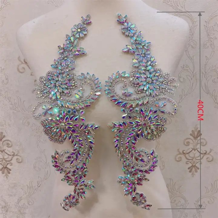 crystal rhinestone wedding collar with beaded appliques for clothes decoration